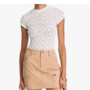 NWT Aqua White Lace Cap Sleeve Top. Size Small